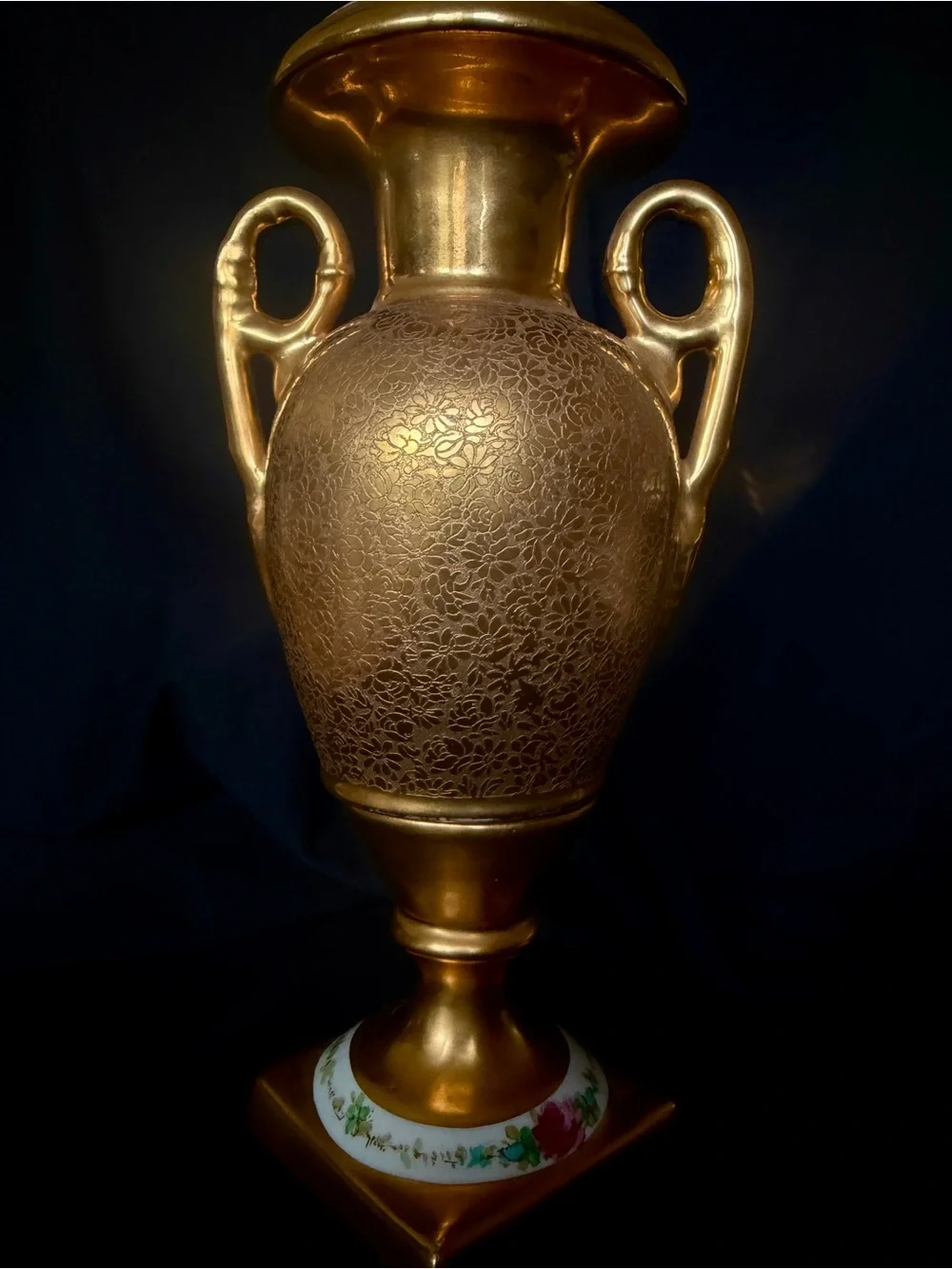 Antique Limoges France 10” Hand-Painted Rose Vase – Heavy Gold Gilt, Artist Sign